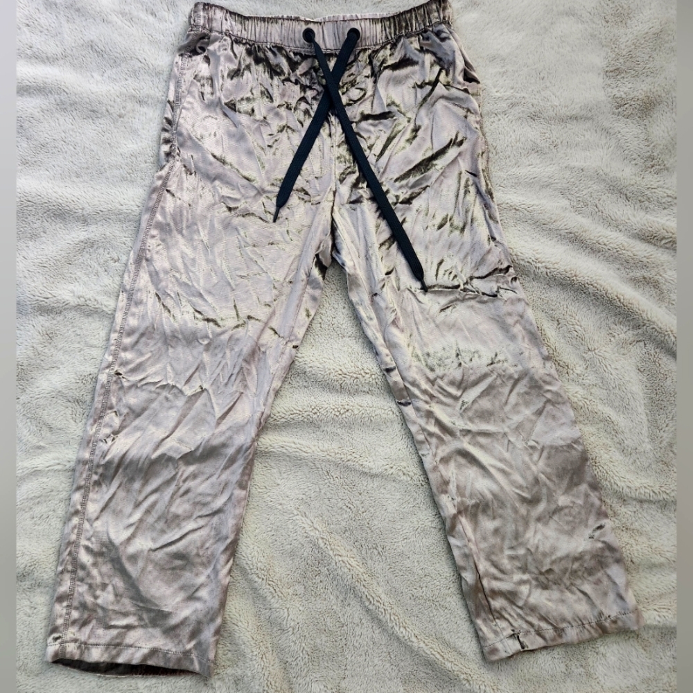 rag & bone Womens Size 2 Cream Crushed Velvet Pants with Black Drawstring.